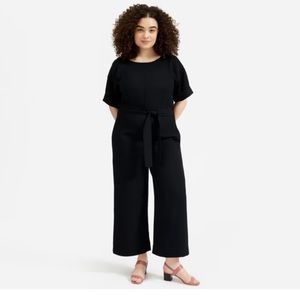 Everlane The Japanese GoWeave Short-Sleeve Jumpsuit - Size 2 - Black with Belt